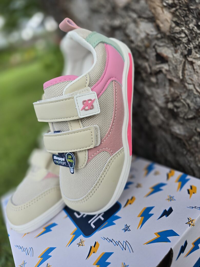 Beppi Barefoot vilkuvad tossud - Beige/Pink